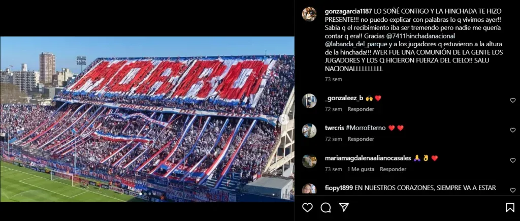 La hincha de Nacional no olvida al “Morro”. (Foto: Instagram)