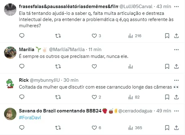 Internautas comentam fala de Davi - Foto: Twitter