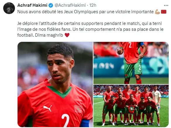 La publicación de Achraf Hakimi tras el Marruecos 2 – Argentina 1.
