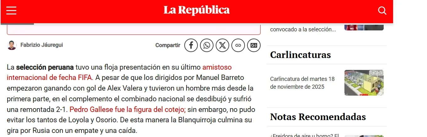 La República profundizó en los errores de Perú en el amistoso vs. Chile. (Foto: Captura)