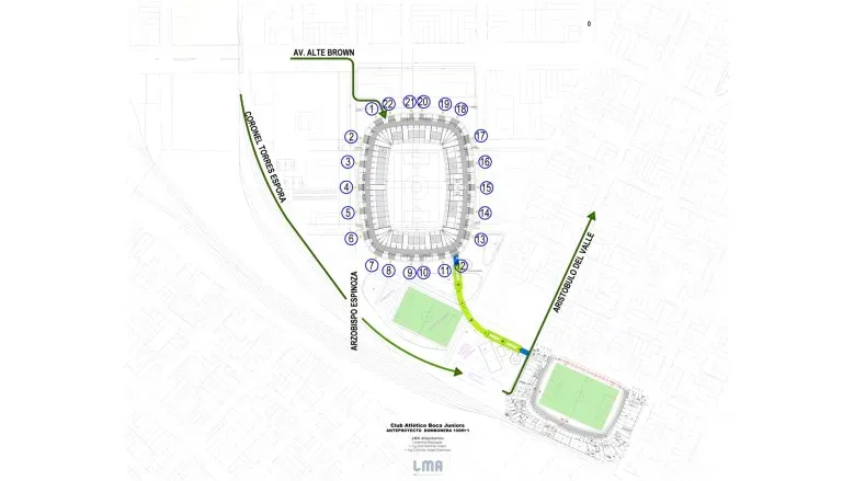 El plano de la nueva Bombonera que propone Ibarra para Boca Juniors. | Foto: Archivo.