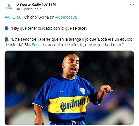 La respuesta de Chicho Serna a Mauro Ceruti, PF de Talleres, por su polémica arenga.