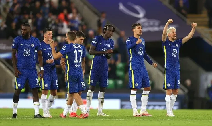 Comemoração de jogadores do Chelsea. Foto: Getty Images