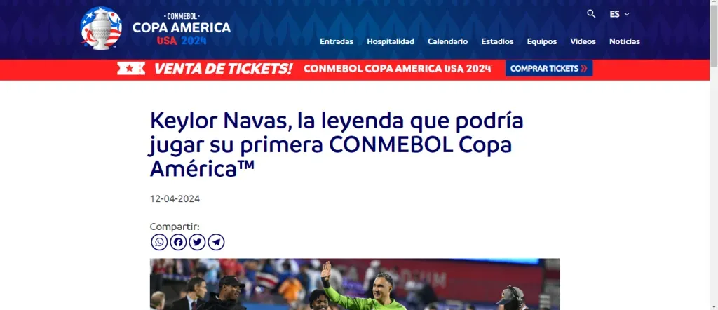Página oficial de la Copa América 2024