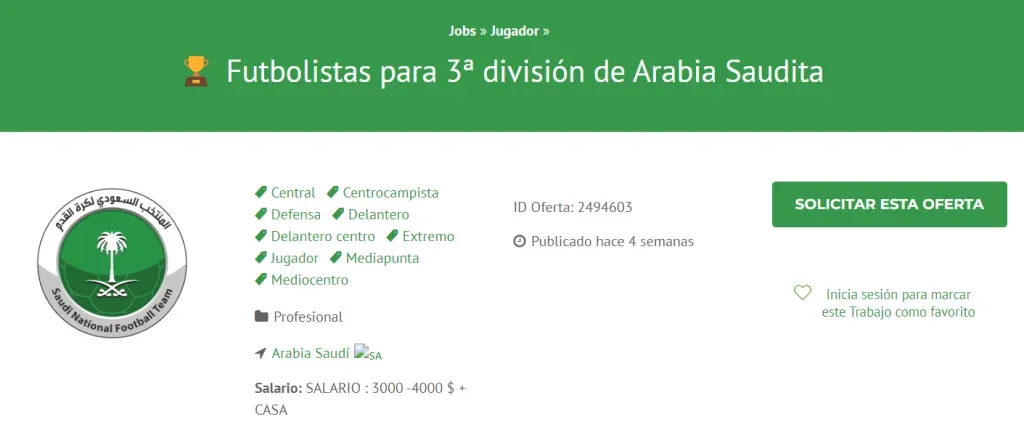 La publicación de Futboljobs.com.