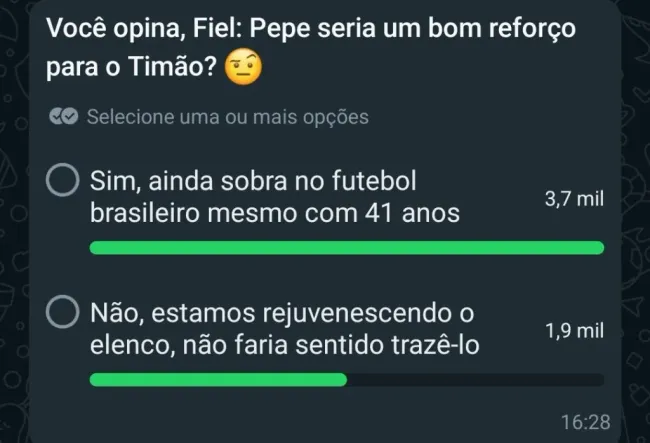 Votação do 90min em seu canal no Whatsapp