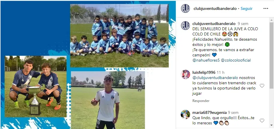 La despedida del ex club de Nahuel Flores, nuevo jugador de Colo Colo.