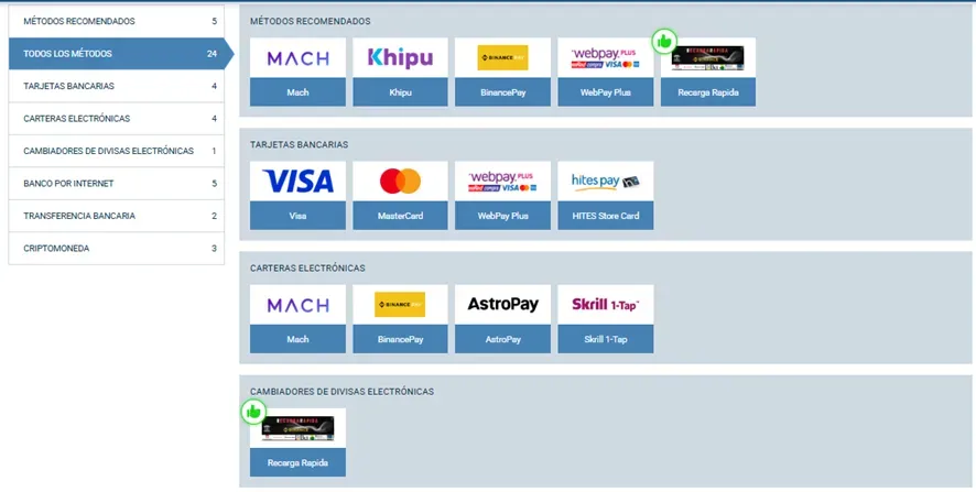 Captura realizada desde la web oficial de 1xbet Chile