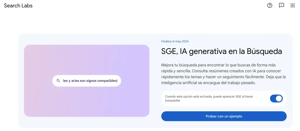 Activa la IA generativa en la búsqueda