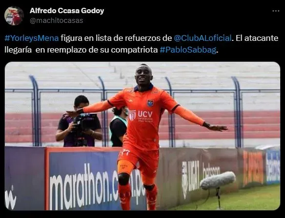 El goleador colombiano llegaría con gran presente en Liga 1. (Foto: Twitter).