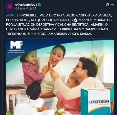 Pasión Roja en su cuenta oficial de X