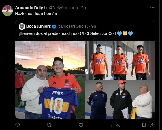 Los comentarios de los hinchas de Boca en la foto de James.