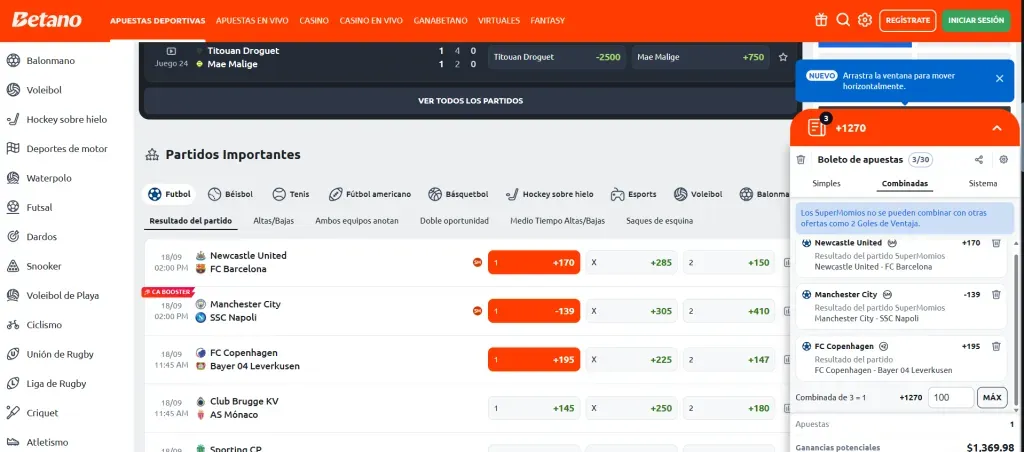 Apostar a la Champions League con Betano