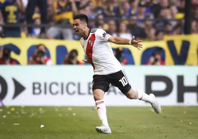 Pity Martínez celebrando gol pelo River Plate. (Photo by Marcelo Endelli/Getty Images)