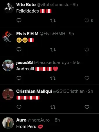 Hinchas peruanos festejando por Andrealli (Foto: X)