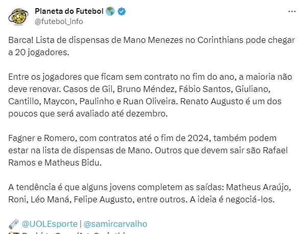 Informação de Samir Carvalho