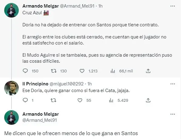Armando Melgar sobre el fichaje de Matheus Dória (Twitter)