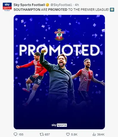 Southampton have been promoted to the Premier League.