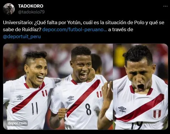 Ruidíaz, Polo y Yotún con diferentes caminos en la “U”. (Foto: Twitter).
