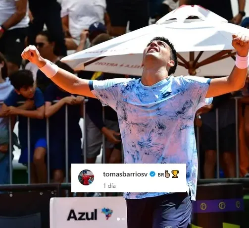 Tomás Barrios celebra en su Instagram el triunfo en el Challenger de Campinas.