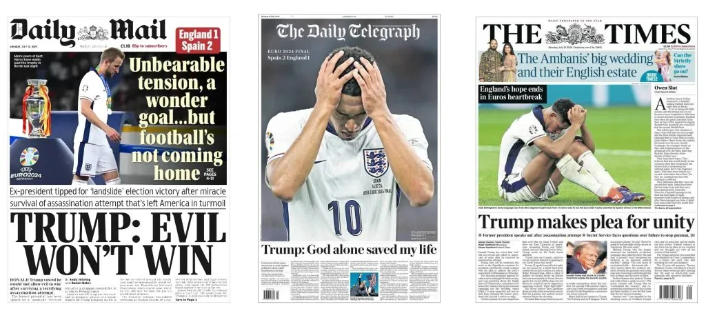 La derrota de Inglaterra, maquillada por el intento de asesinato de Trump.