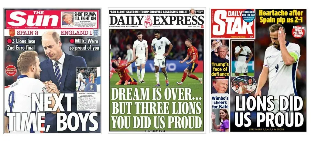 Algunos diarios destacaron el partido que jugó Inglaterra.
