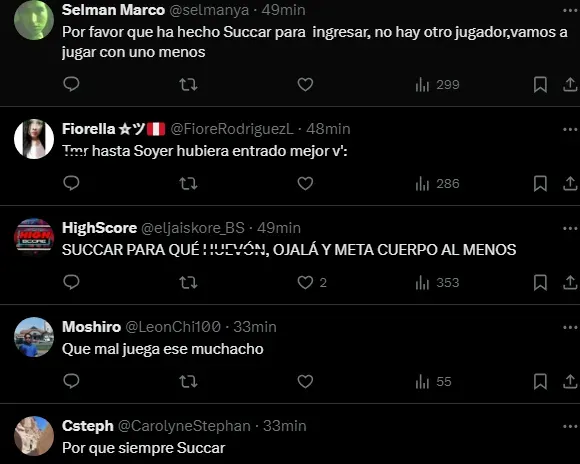 Hinchas de Alianza Lima molestos con Matías Succar (Foto: X)