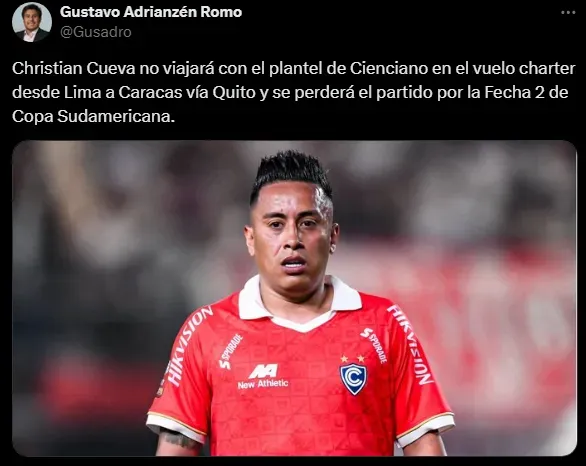 Christian Cueva y su nuevo castigo (Foto: X).