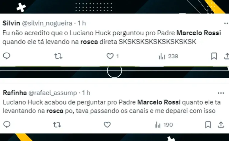 Internautas comentam sobre fala de Luciano Huck para Padre Marcelo – Foto: Twitter