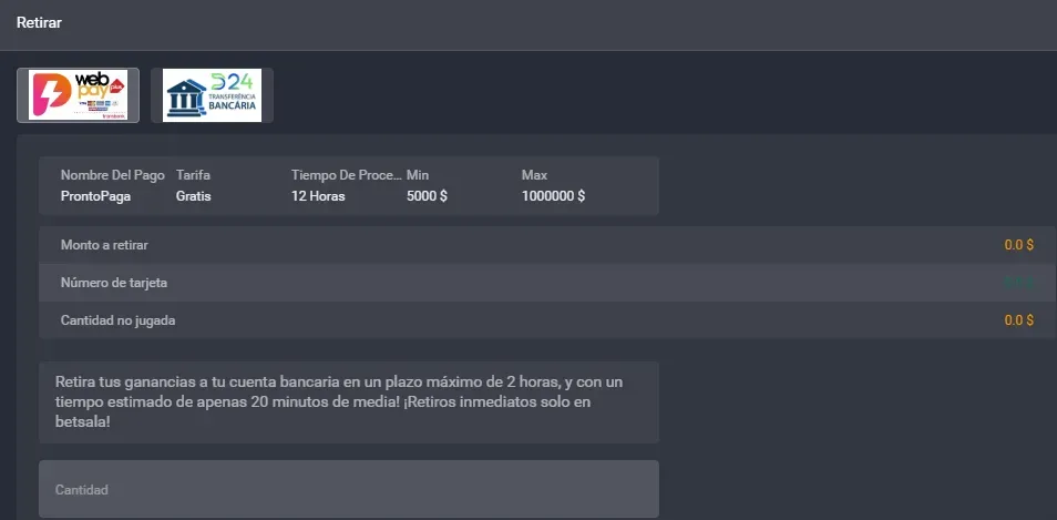 Captura realizada desde la web de Betsala el 04/04/2025