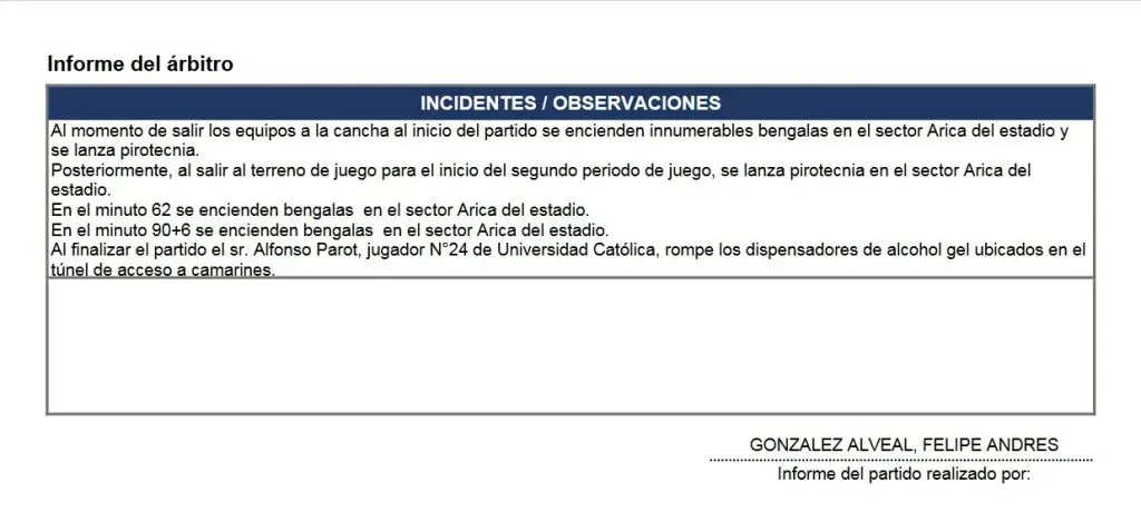 El informe arbitral de Felipe González (ANFP)