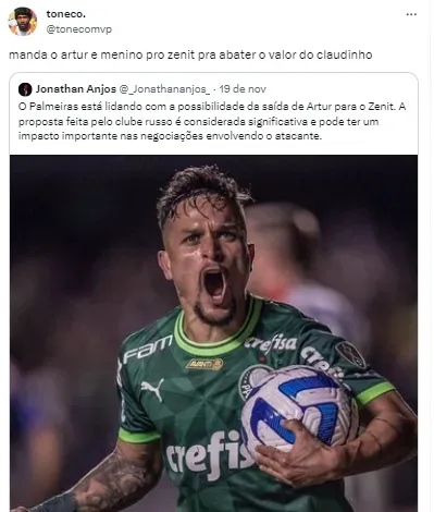 Fim da novela! Claudinho comunica Palmeiras e define onde vai