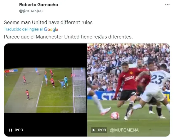 La queja de Roberto Garnacho, hermano de Alejandro, en su cuenta de Twitter.