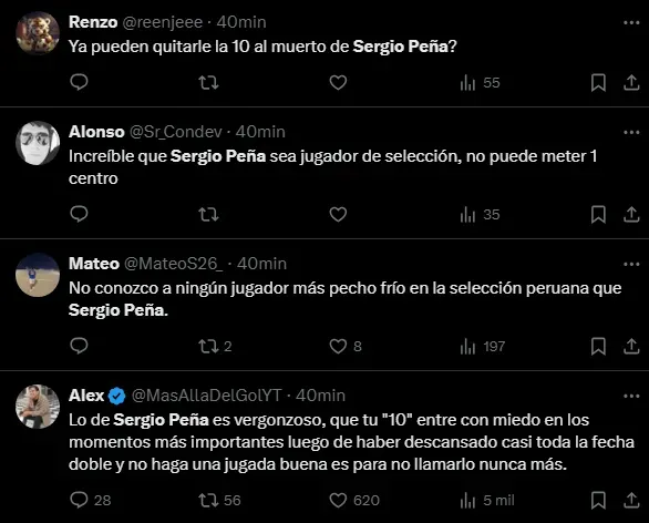 Fuertes críticas a Sergio Peña (Foto: X).