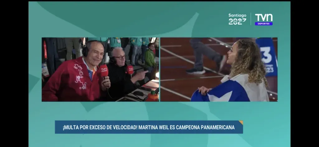 Momento épico: Gert Weil transmitió en vivo el oro de su hija Martina en Santiago 2023.