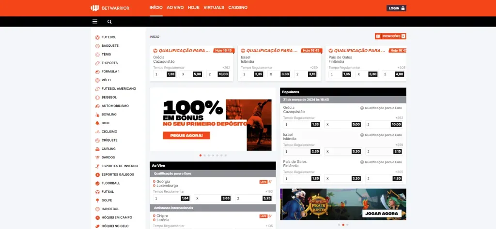 O site da BetWarrior Brasil apresenta um design intuitivo e simples