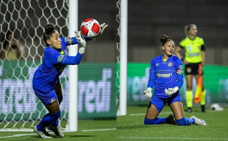 Thaina, goleira do Fluminense foi o grande destaque ao defender os pênaltis do Internacional na briga pelo título da Copinha Feminina 2024. Foto: Jhony Inácio/Ag. Paulistão