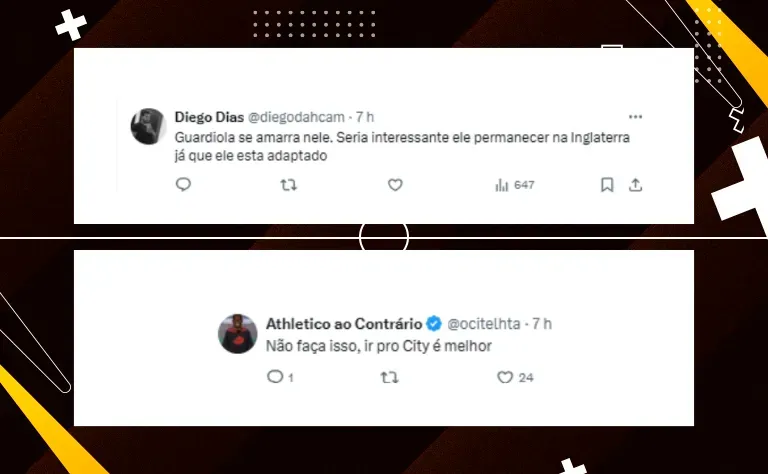 Torcedores comentam sobre a situação de Bruno Guimarães, alvo do Manchester City