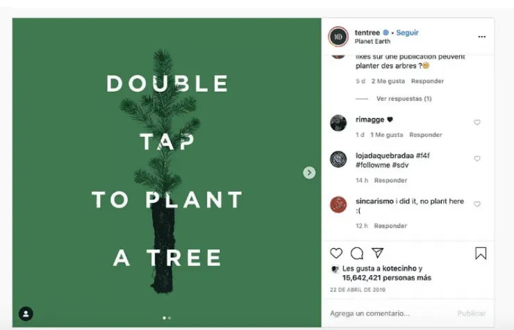 Una campaña loable (Fuente: @tentree)