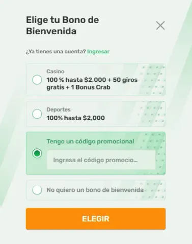 Pantalla con beneficios del código promocional Campobet y cuadro para el código