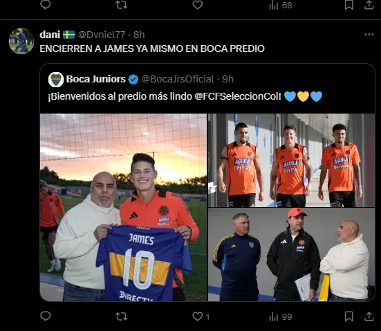 Los comentarios de los hinchas de Boca en la foto de James.