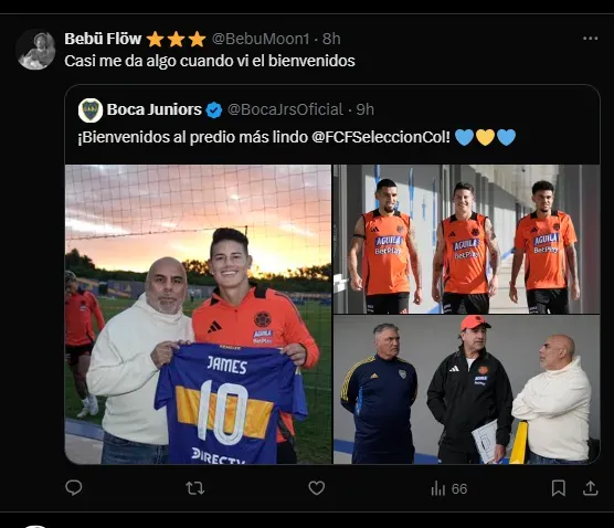 Los comentarios de los hinchas de Boca en la foto de James.