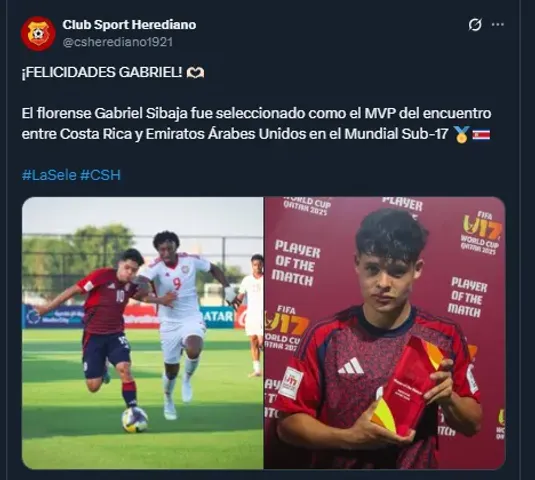 Mensaje de Herediano para Gabriel Sibaja