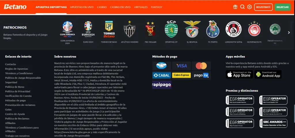 Betano patrocinios y apuestas deportivas