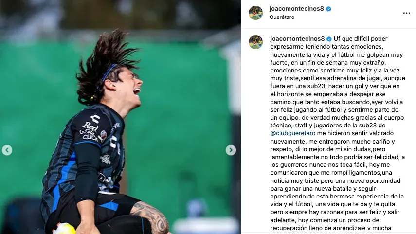 El mensaje de Joaquín Montecinos en Instagram.