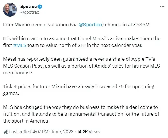 Inter Miami's 2024 season ticket prices soar following Messi arrival