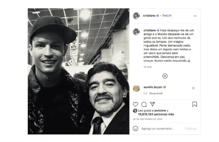 Cristiano Ronaldo y el adiós a Maradona (Fuente: @cristiano)
