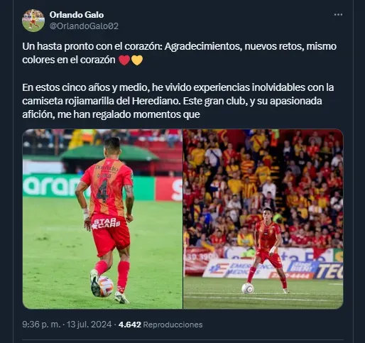 Mensaje de Orlando Galo en redes