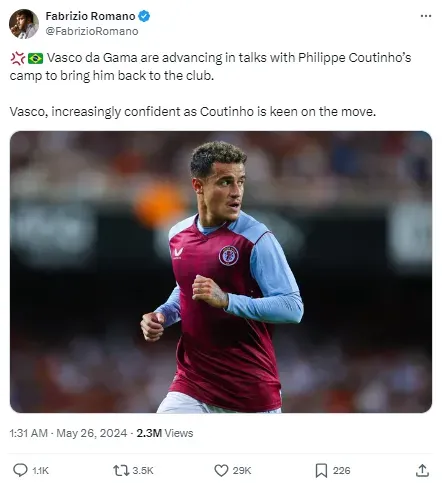 Coutinho is unlikely to be an Aston Villa player for much longer