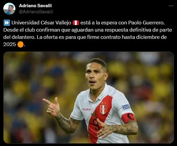 Información sobre Paolo Guerrero y César Vallejo. (Foto: Twitter).